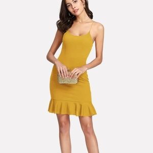 NWOT- Ruffle Hem Form Fitted Cami Dress